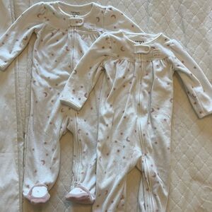 Twin Carter's Pink and White fleece pajamas